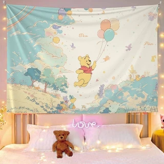 ผ้าพื้นหลังแขวนสไตล์ Winnie the Pooh INS น่ารัก สำหรับหอพักนักเรียน ห้องข้างเตียง ห้องนอน ผ้าแขวน