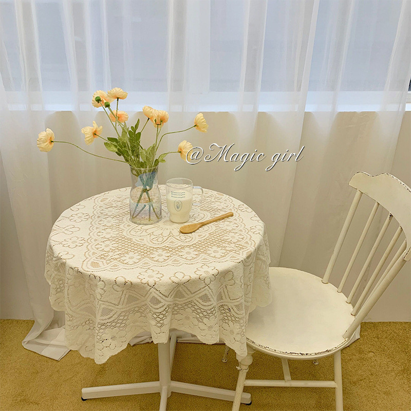 ERORO ผ้าปูโต๊ะลูกไม้ สีขาว สวยหรู คลาสสิก มีให้เลือกหลายขนาด เหมาะสำหรับร้านกาแฟ