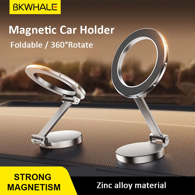 Bkwhale 360° ที่วางโทรศัพท์ในรถยนต์แบบแม่เหล็กหมุนได้ที่วางโทรศัพท์มือถือแบบแม่เหล็กสําหรับรถยนต์