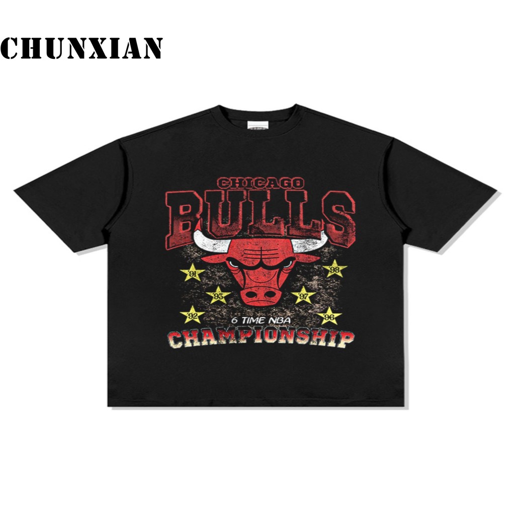 Nba 6 Time Champions Chicago Bulls เสื้อยืด/Kaos Basketball Ball Vintage Wash Chicago Bulls Unisex