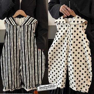 ฤดูร้อนเด็กชายหญิงหลวมผ้าฝ้ายกะลาสีคอ jumpsuit แฟชั่นเด็กแขน…