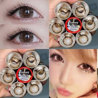 คอนแทคเลนส์ บิ๊กอาย ฝาแดง รุ่น Tommy Gray/ Brown /black มีค่าสายตาปกติ-10.00 รายเดือน มี อย.