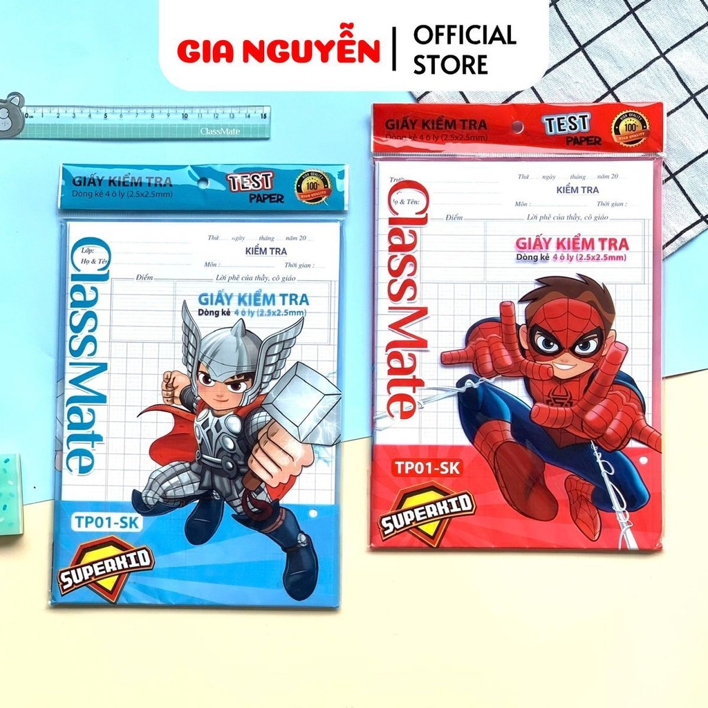 กระดาษทดสอบเพื่อนร่วมชั้น - 4 เหลี่ยม - นักเรียนประถม - Superman TP01-SK / Princess TP01- PR