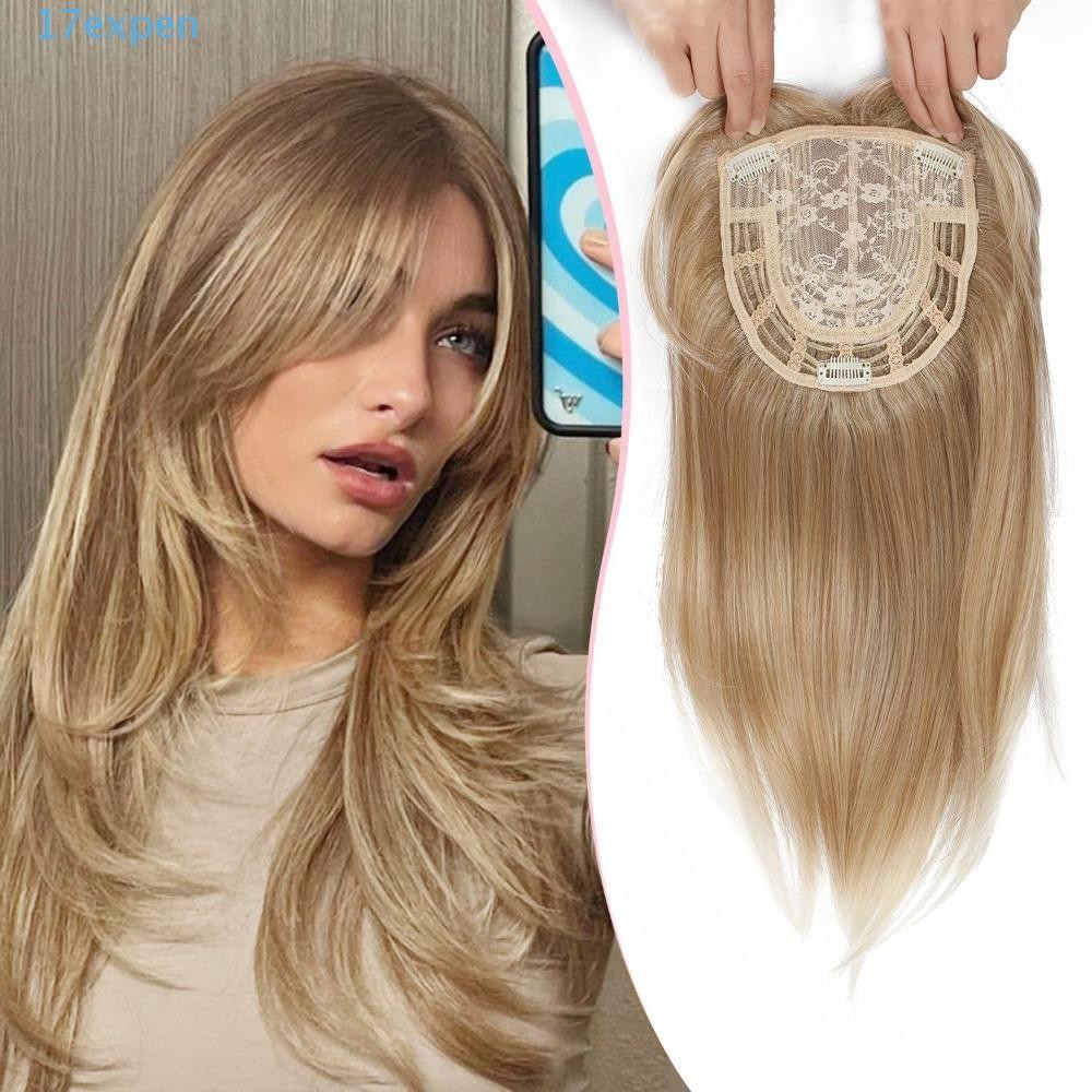 Expen ตรง Topper ผม, คลิปบนผมสังเคราะห์ Hair Toppers, หัวด้านบนที่มองไม่เห็นคลุมทั้งหมดธรรมชาติผมด้านบน Bangs เพิ่มปริมาณผม