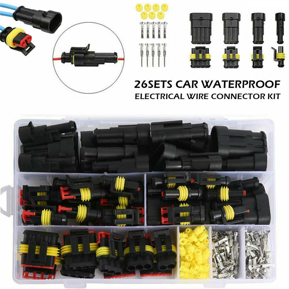 ถูกที่สุด Automotive Waterproof Connector 26 Sets Electrical Wire Connector Plug 1-4 Pin Way Plug Ki