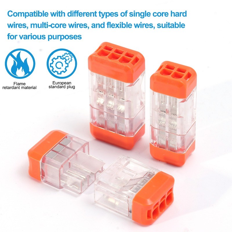 3 ชิ้น 2/3 หลุม Quick สายไฟ Terminal - กล่องแยกสายไฟ - Multi-cuit Wire Splitter - Compact Terminal Block - Push-in Spring Splicing Butt - Quick Wire Connectors - รูปที่ 5