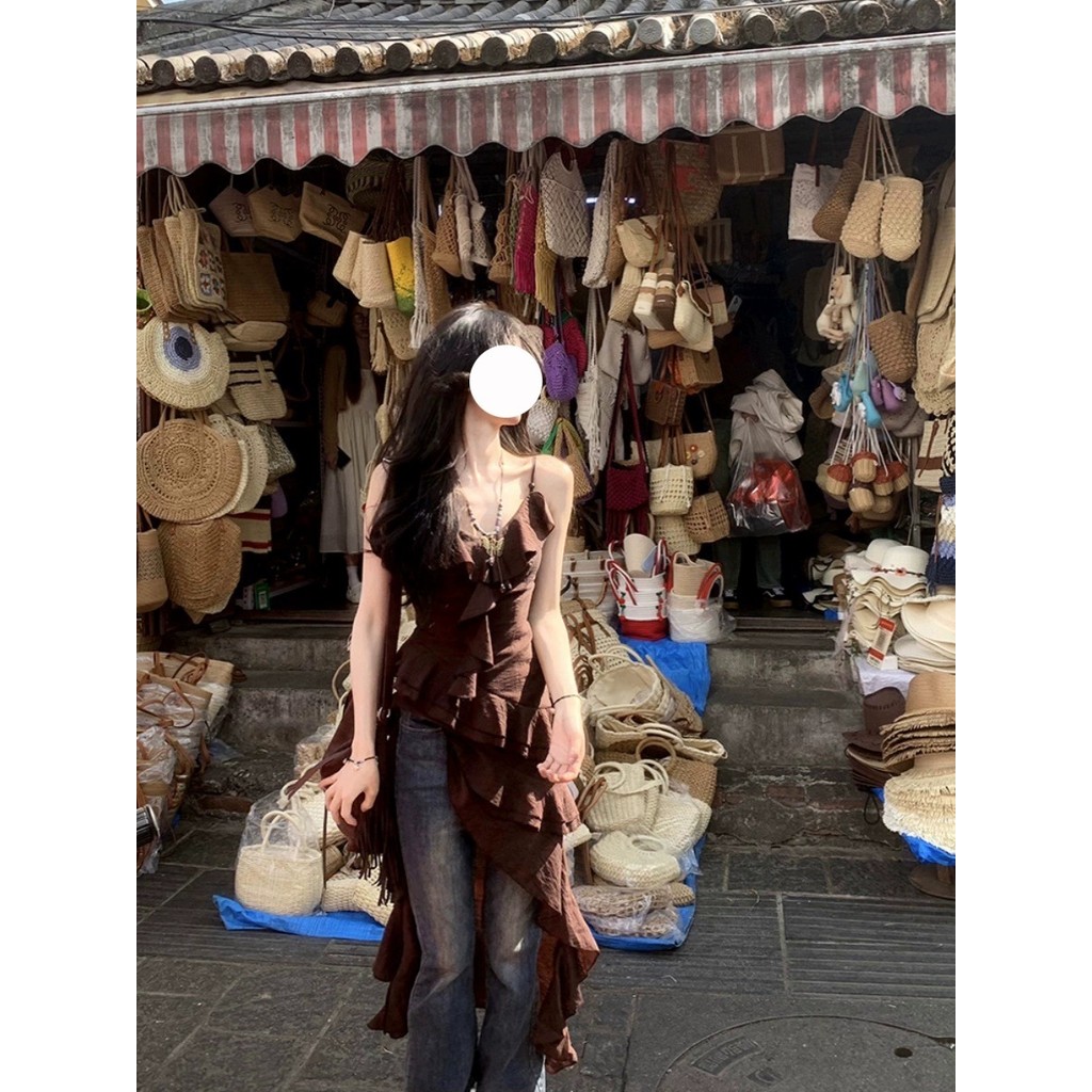 ชุดสูทฤดูใบไม้ร่วงแบบใหม่2024ชุดเดรสสายเดี่ยวดีไซน์แฟชั่นผู้หญิงชุดเดรสลูกไม้อารมณ์สองชิ้น - รูปที่ 4