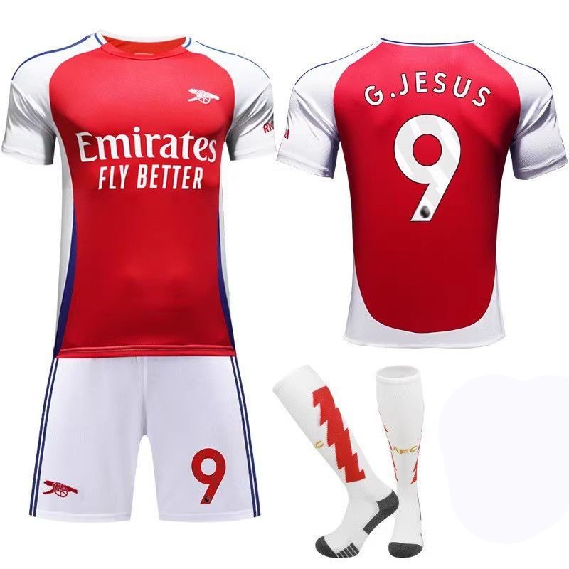 MZ 24-25 Arsenal Jersey Saka Hot Sus Ed High Home Red Team Uniform ผู้ใหญ่เด็กชุดฟุตบอล