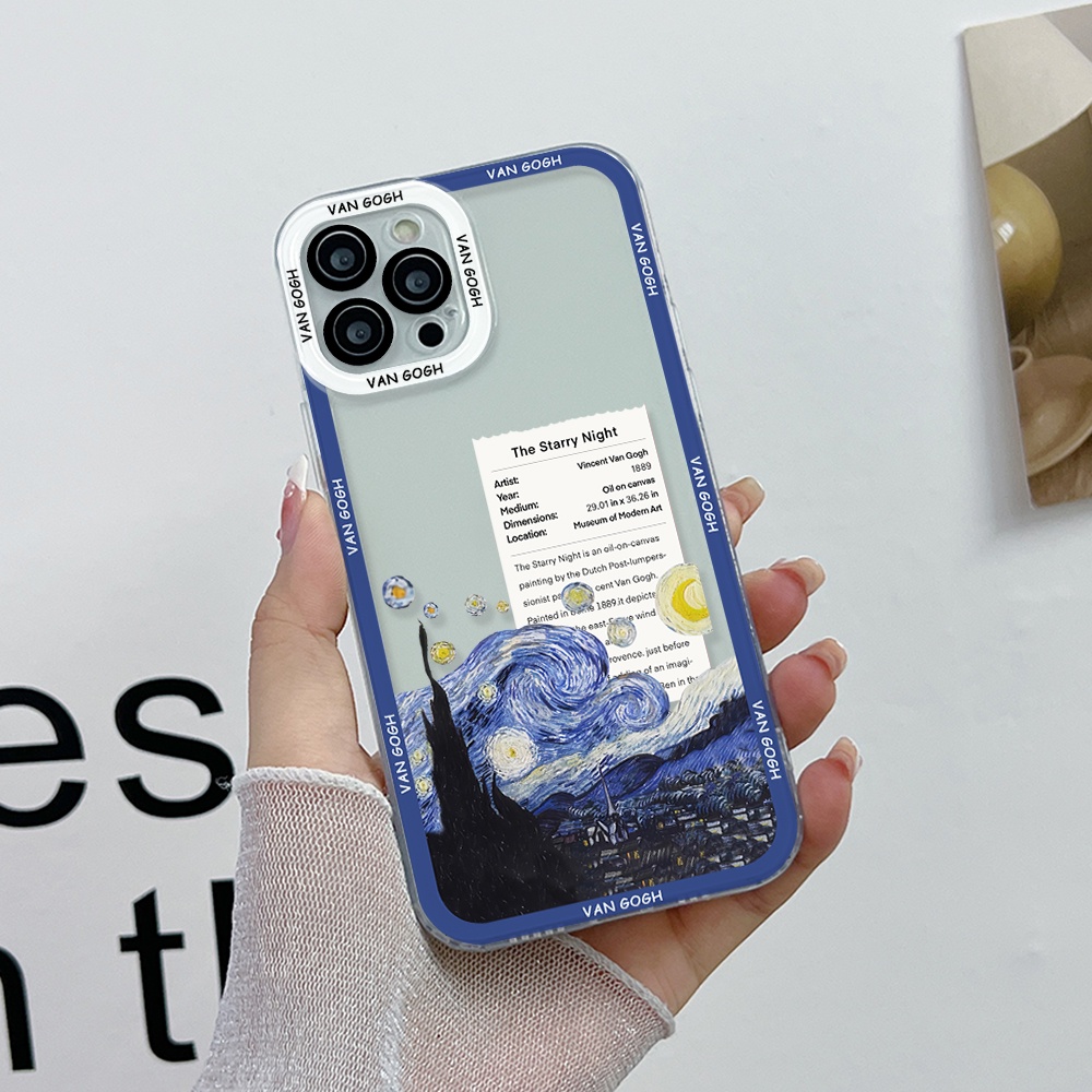 เคสโทรศัพท์มือถือแบบนิ่ม ใส กันรอยเลนส์กล้อง ลายดอกไม้ Van Gogh Art สําหรับ iPhone 15 14 13 12 Mini 11 Pro Max X XS XR XSMAX 8 7 Plus SE2020 - รูปที่ 2