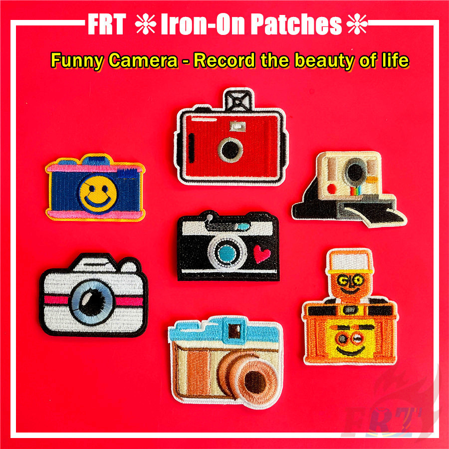 ☸ แผ่นรีดติดกล้อง แบบตลก ☸ แผ่นแพทช์รีดติดเสื้อ Diy 1 ชิ้น