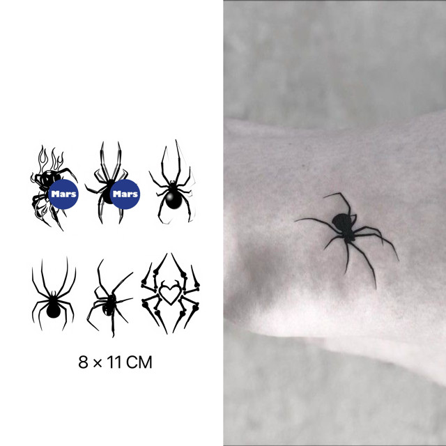 Mars Tattoo NEW Technology Magic - ติดทนนาน 2 สัปดาห์ รอยสักกึ่งถาวร สติ๊กเกอร์รอยสัก แบบแมงมุ<span>X147</span>