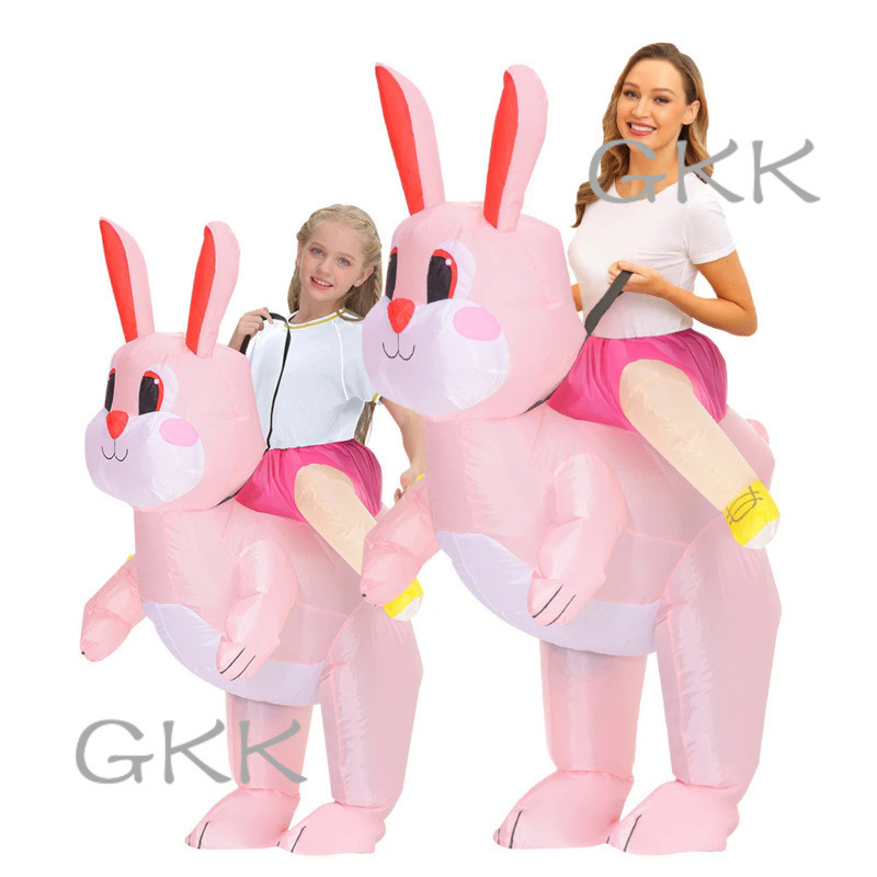 GK Adult Kids Bunny Rabbit Inflatable Costume Anime Mascot Performance Clothes Halloween Party Carni
