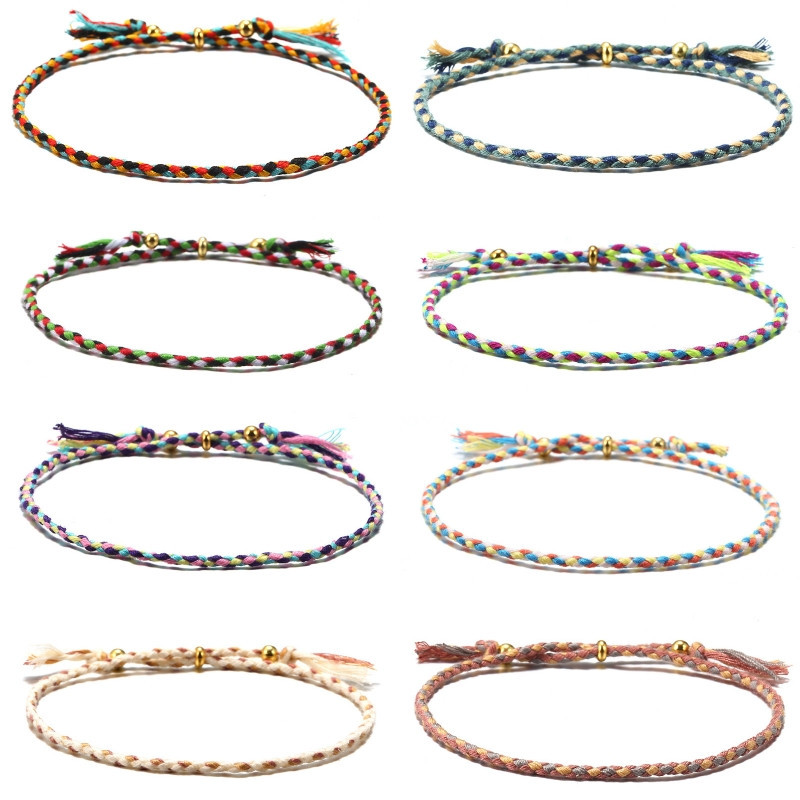 แฟชั่นใหม่ที่เรียบง่าย10สีแฮนด์เมดสร้อยข้อมือเชือกถักสําหรับผู้หญิงผู้ชายโชคดีมิตรภาพสร้อยข้อมือคู่เครื่องประดับราคาสุ