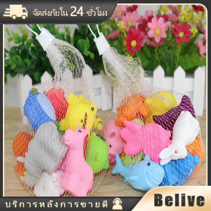 ตุ๊กตายางนุ่ม ของเล่นอาบน้ำสำหรับเด็ก 13ชิ้น บีบแล้วมีเสียง ขนาด5-7CM 
