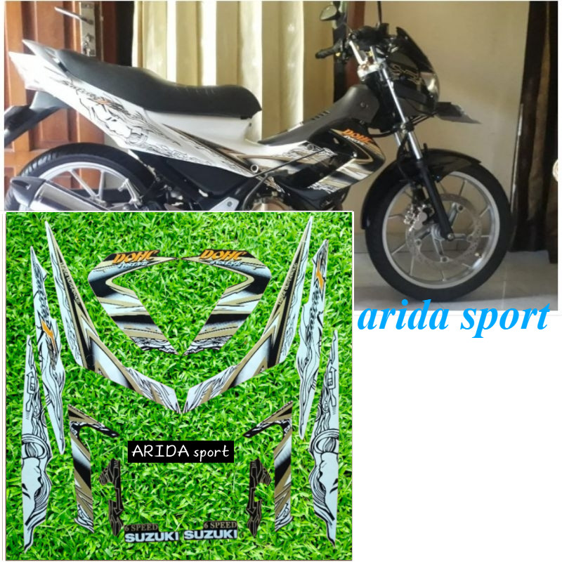 สติ๊กเกอร์ Striping Suzuki Satria F150 fu f 150 fu สีดําและสีขาว 2011 motif ดั้งเดิม