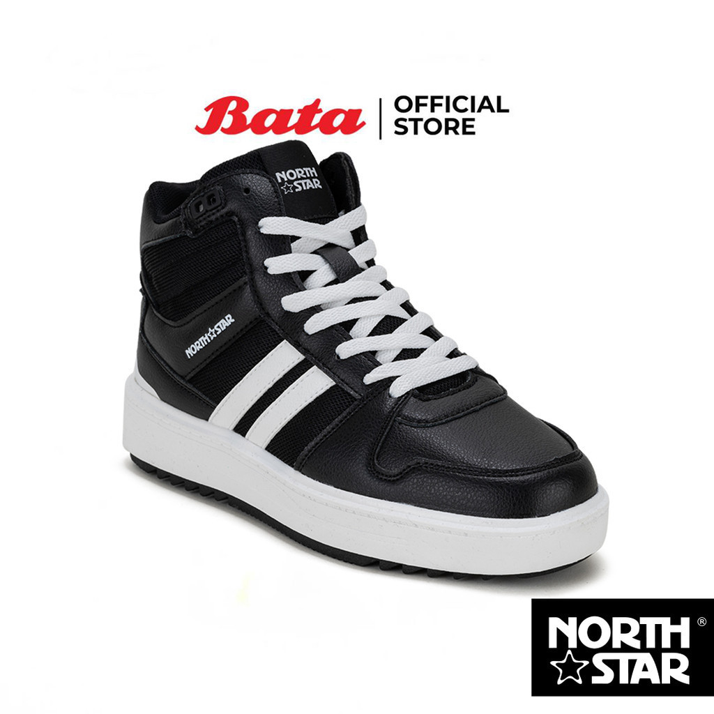 Bata บาจา by North Star รองเท้าผ้าใบหุ้มข้อ แบบผูกเชือก สนีคเกอร์สปอร์ต ดีไซน์เท่ห์ สวมใส่ง่าย สำหรับผู้ชาย สีดำ รหัส 8206075