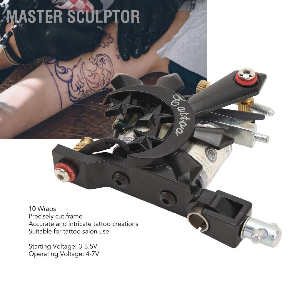 Master Sculptor 10 Wraps Tattoo Coil Machine Liner Shader Professional ม้วนโลหะเครื่องสักสำหรับ Hook Line