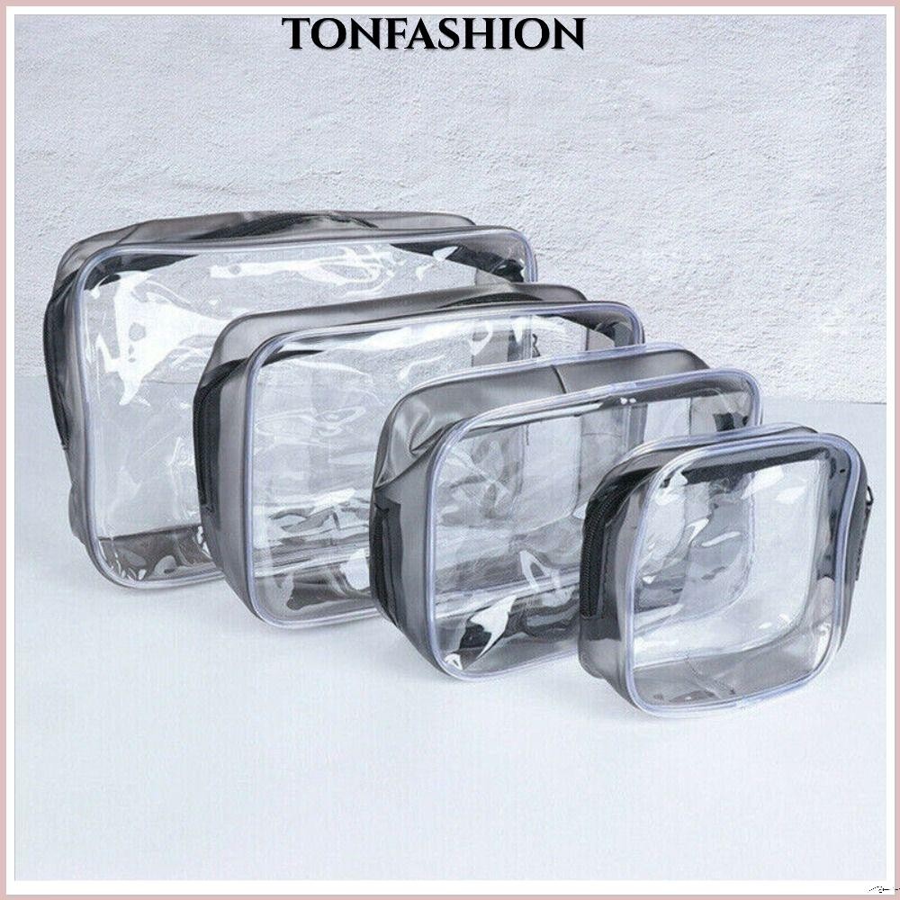 Tonfashion กระเป๋าเดินทาง กระเป๋าเครื่องสําอาง PVC ใส ความจุขนาดใหญ่ แบบพกพา เดินทาง