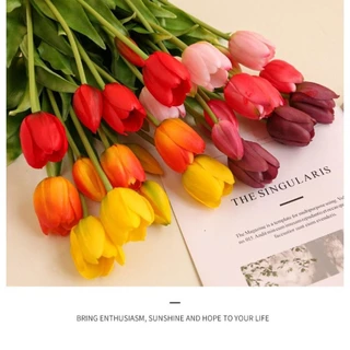 Aiping ดอกไม ้ ปลอม , คุณภาพสูง 5 หัวทิวลิปช ่ อดอกไม ้ , สัมผัสจริงซิลิโคนตกแต ่ งบ ้ าน