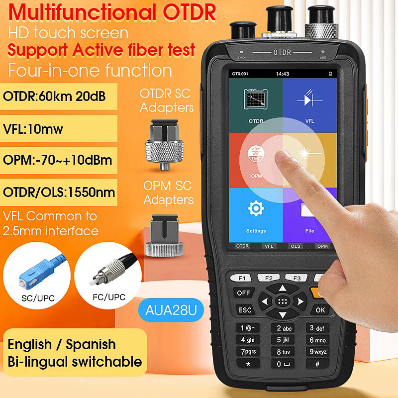 COMPTYCO AUA28U Mini 60KM Fiber Optic OTDR Optical Fiber Reflectometer ในตัว VFL พร้อม FC SC Touch