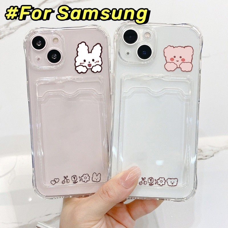 ซองใส่บัตรรูปถ่ายแบบใสสำหรับ For Samsung S23 S24 Ultra A13 A32 A03 A04 A12 A71 A05 A52 A51 A22 A23 A05 S21 FE S22 Plus
