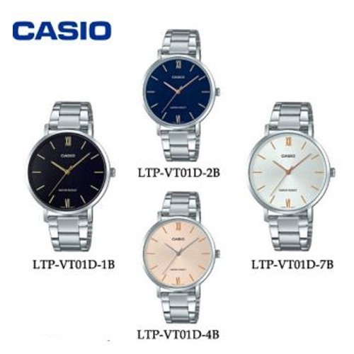 นาฬิกาผู้หญิงเกาหลี Casio Standard นาฬิกาข้อมือผู้หญิง สายสแตนเลส รุ่น LTP-VT01D,LTP-VT01D-1B