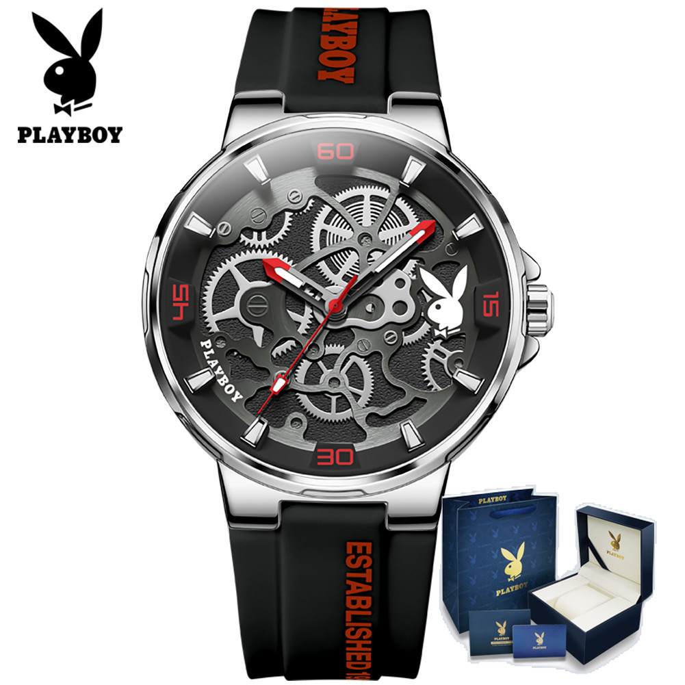 Playboy 🔥 3052 🔥 ของแท้ นาฬิกาข้อมือควอตซ์แฟชั่น กันน้ํา เรืองแสง อเนกประสงค์ สไตล์นักธุรกิจ สําหรับบุรุษ