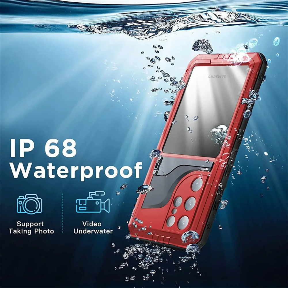 Metal Heavy Duty Shockproof Armor Waterproof Case For Samsung Galaxy S24 Ultra S23 Plus S24+ S22 Ultra Swimming Casing Underwater Diving Outdoor Sports Dropproof Full Protection Cover