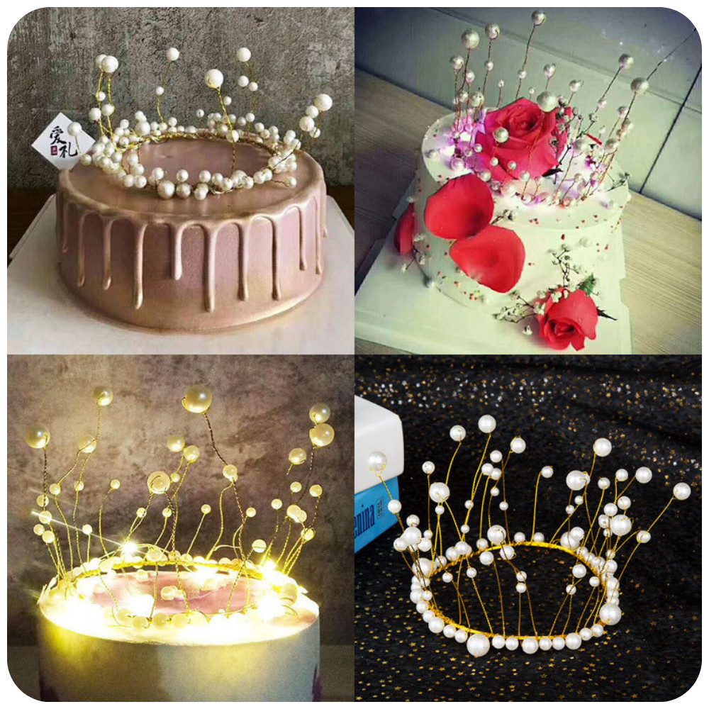 มงกุฎ 👑มงกุฏไข่มุก👑  มงกุฎแต่งเค้ก มงกุฎเจ้าหญิง และไฟประดับตกแต่งเค้ก  🇹🇭 🚚พร้อมส่งในไทย🚚 🇹🇭