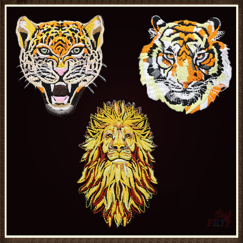 แผ่นแพทช์เหล็ก ลายเสือดาว สิงโต แผ่นแพทช์รีดติดเสื้อ DIY 1 ชิ้น