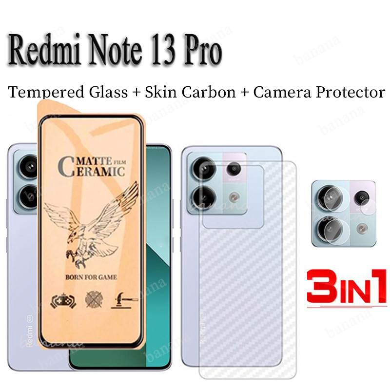 Redmi Note 13 Pro 5G ฟิล์มเซรามิค เนื้อแมตต์ นิ่ม Redmi Note 13 เคลือบด้าน ป้องกันเต็มจอ 3 in 1 ตัวป้องกันเลนส์กล้อง