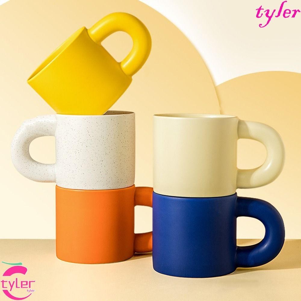 Tyler แก้วกาแฟเซรามิค ทรงกลม ทนความร้อน สีชมพู สําหรับคนอ้วน