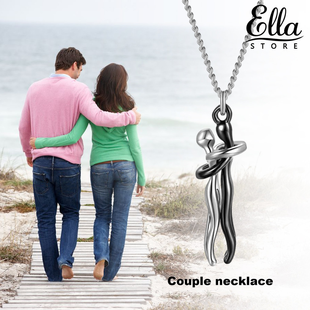 Ellastore123 สร้อยคอ จี้รูปเขากอด ปรับความยาวได้ สไตล์ฮิปฮอป ของขวัญวันวาเลนไทน์