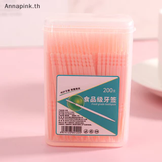 Annapink.th 200 ชิ้น/เซ็ตพลาสติกอ่อน Double- Brushed ไม้จิ้มฟัน Oral Care Floss EN