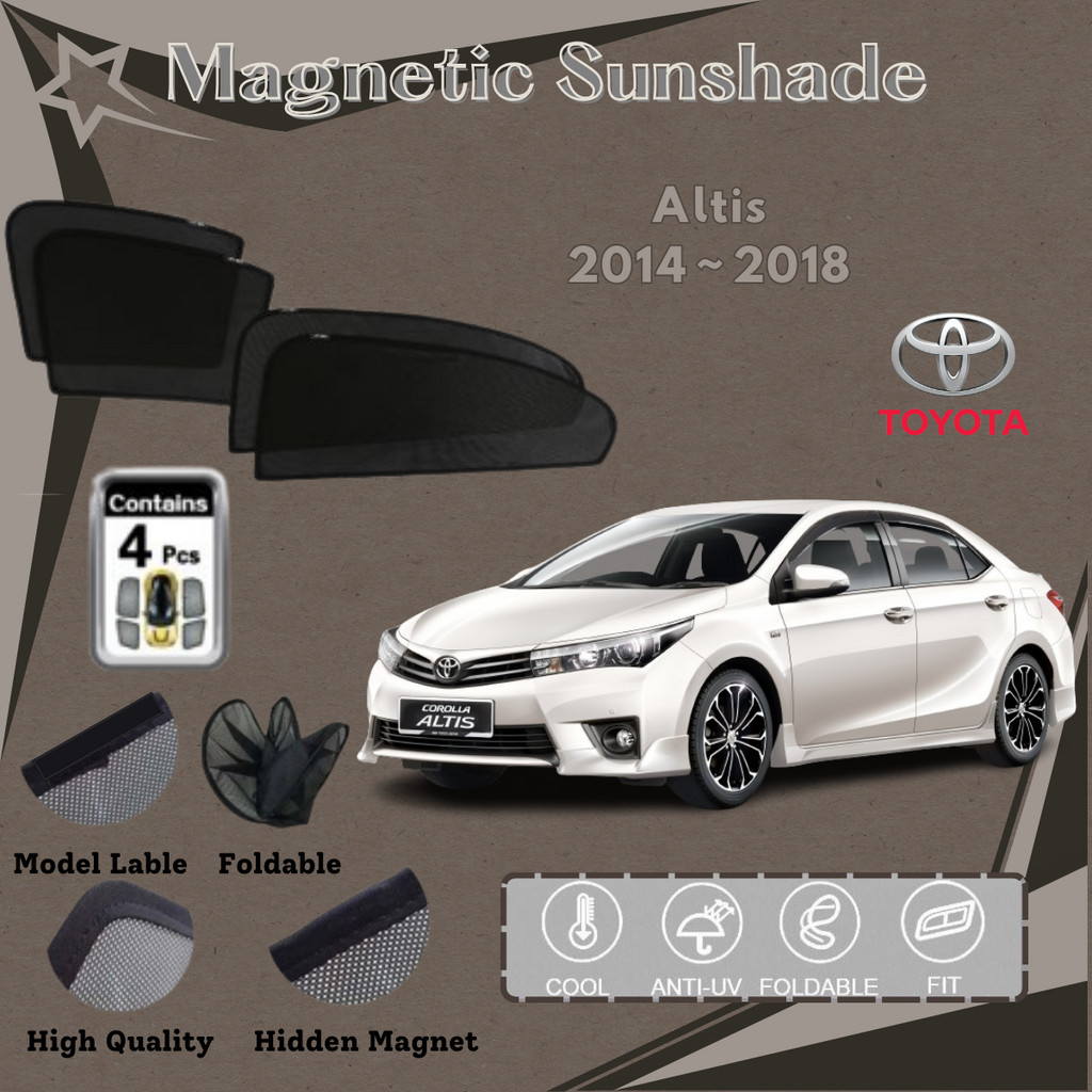 Toyota Altis Epic 2014-2018 ม่านบังแดดแม่เหล็ก [4 ชิ้น]