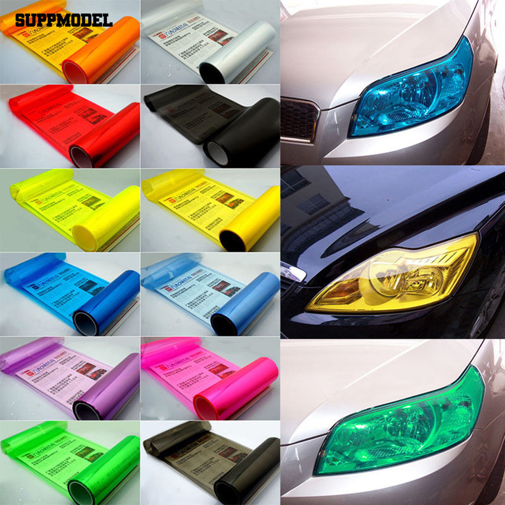 Suppmodel สติกเกอร์ฟิล์มติดไฟหน้ารถยนต์ เปลี่ยนสีได้ ขนาด 30x120 ซม.