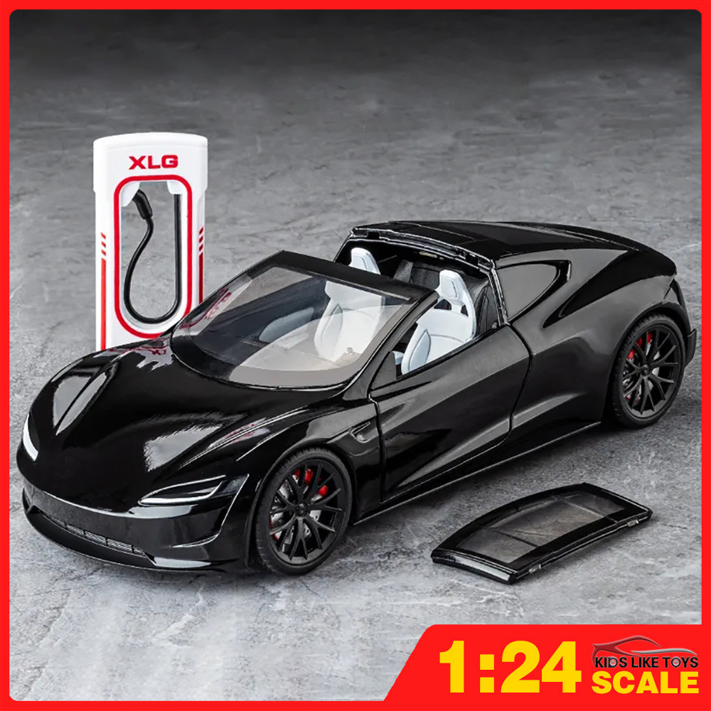 Klt โมเดลรถยนต์ 1:24 Tesla Roadster โลหะผสม ของเล่นสําหรับเด็ก