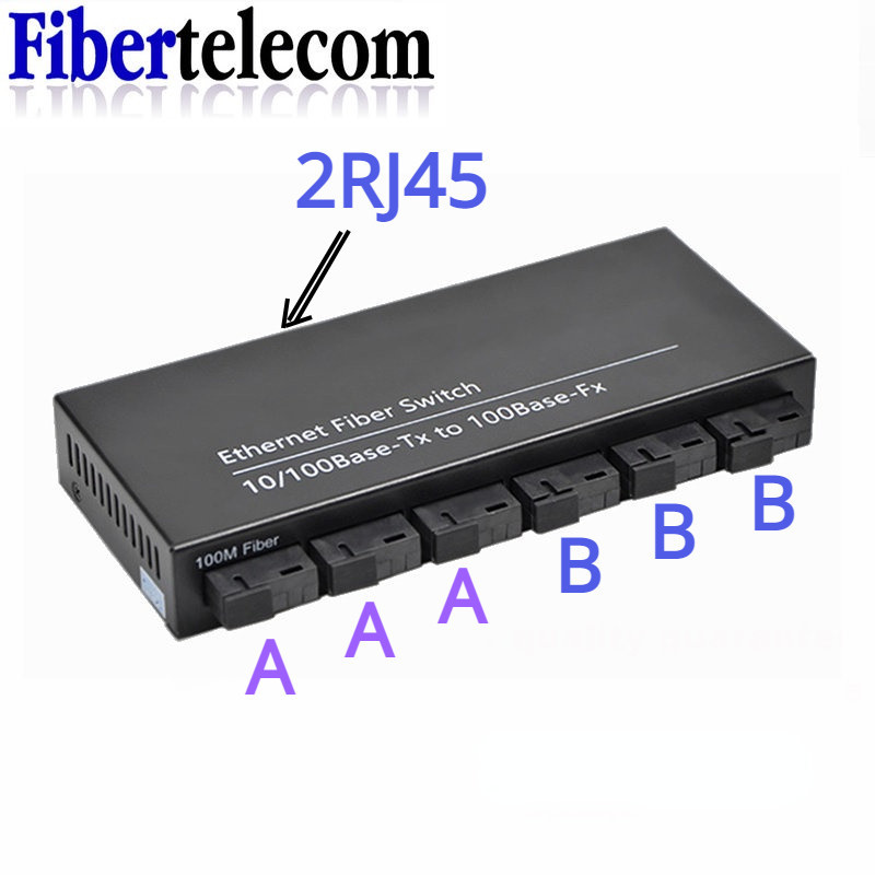 สวิตช์ไฟเบอร์ออปติคอลแปลงสื่อ 6F2E 2 พอร์ต RJ45 พอร์ต 6 SC 10 100M 6 SC 2 RJ45 คุณภาพสูง