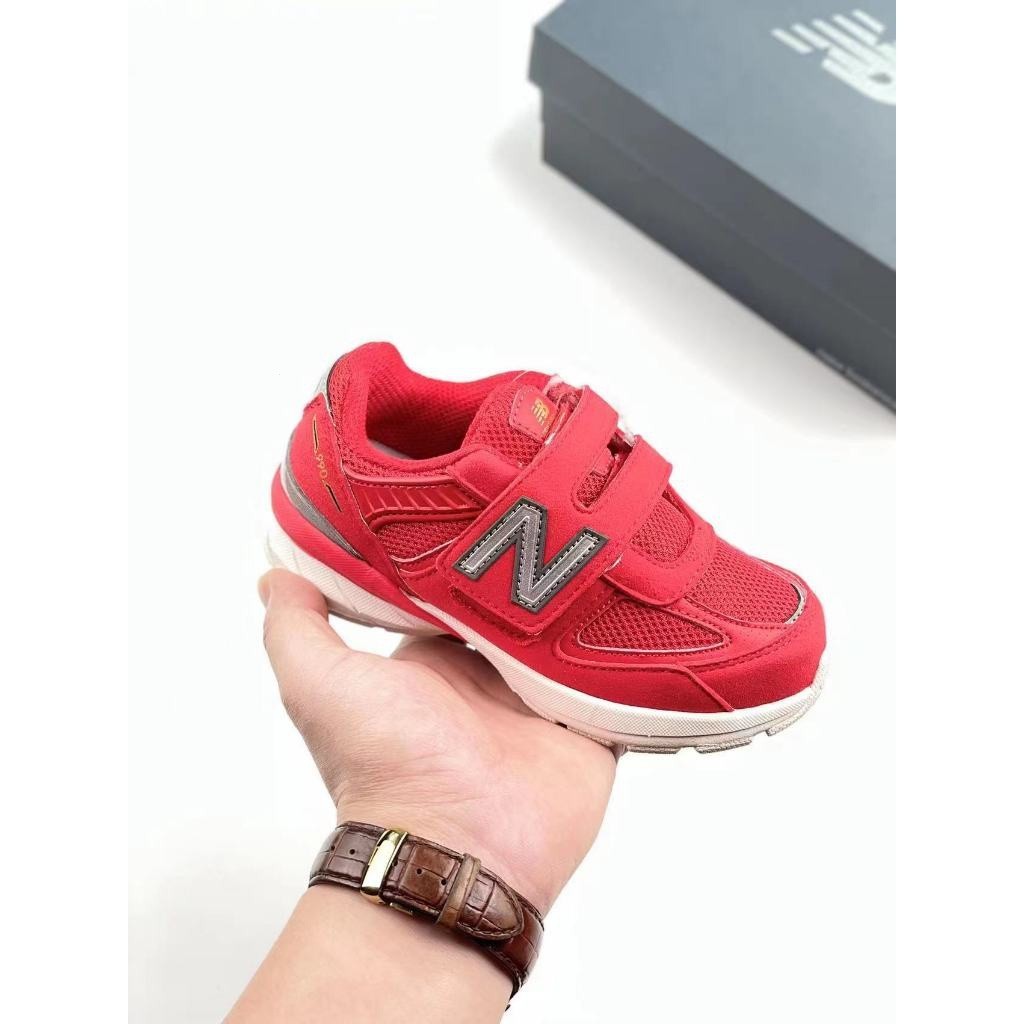 New balance990 รองเท้ากีฬาลําลอง สีแดง และสีขาว สําหรับเด็ก
