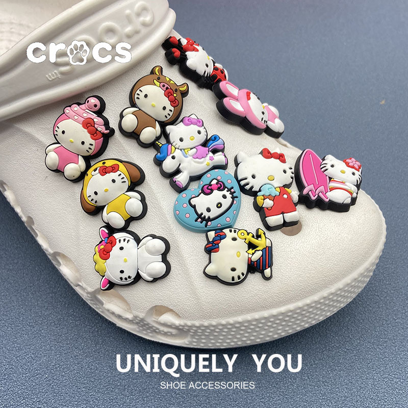 Crocs Jibbitz hello ketty หัวเข็มขัดรองเท้า KT Cat แฟชั่น Crocs อุปกรณ์เสริม Crocs charms การ์ตูนน่ารัก หัวเข็มขัดรองเท้า