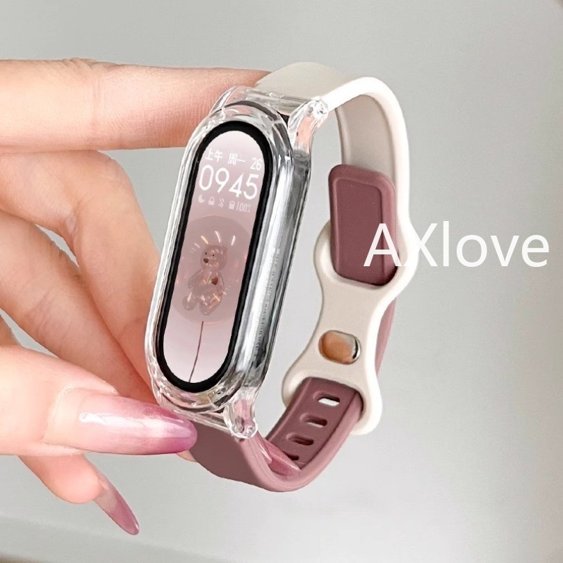 ซิลิโคน + เคสใส สายคล้องใช้สําหรับ เสี่ยวหมี่ ไมล์ วงดนตรี 10 9 8 7 เอ็นเอฟซี เปลี่ยนสร้อยข้อมือสําหรับ ไมล์ วงดนตรี 6 5 4 3 กีฬาสายรัดข้อมืออุป - รูปที่ 7