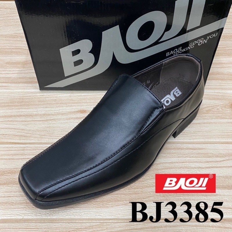 รองเท้าคัทชู รองเท้าคัดชูหนังสีดำ Baoji BJ 3385 (39-45)