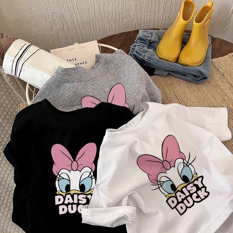 ฤดูร้อนใหม่ลายการ์ตูนเด็กแขนสั้นเสื้อยืดลําลองรอบคอเด็กท็อปส์