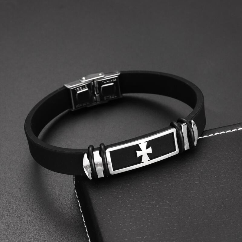 เครื่องประดับ สร้อยข้อมือ สายหนัง สเตนเลส สามารถปรับได้ สไตล์ฮิปฮอป พังก์ เรโทร แฟชั่นสําหรับผู้ชาย