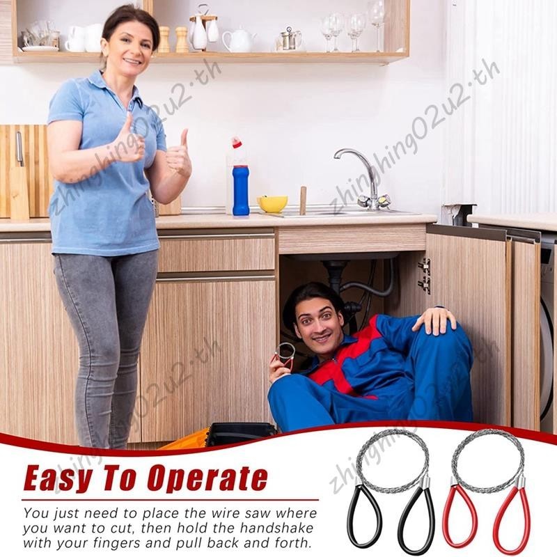 เลื่อยตัดสายเคเบิล PVC สเตนเลส สีแดง และสีดํา สําหรับเอาตัวรอด 2 แพ็ค - รูปที่ 4