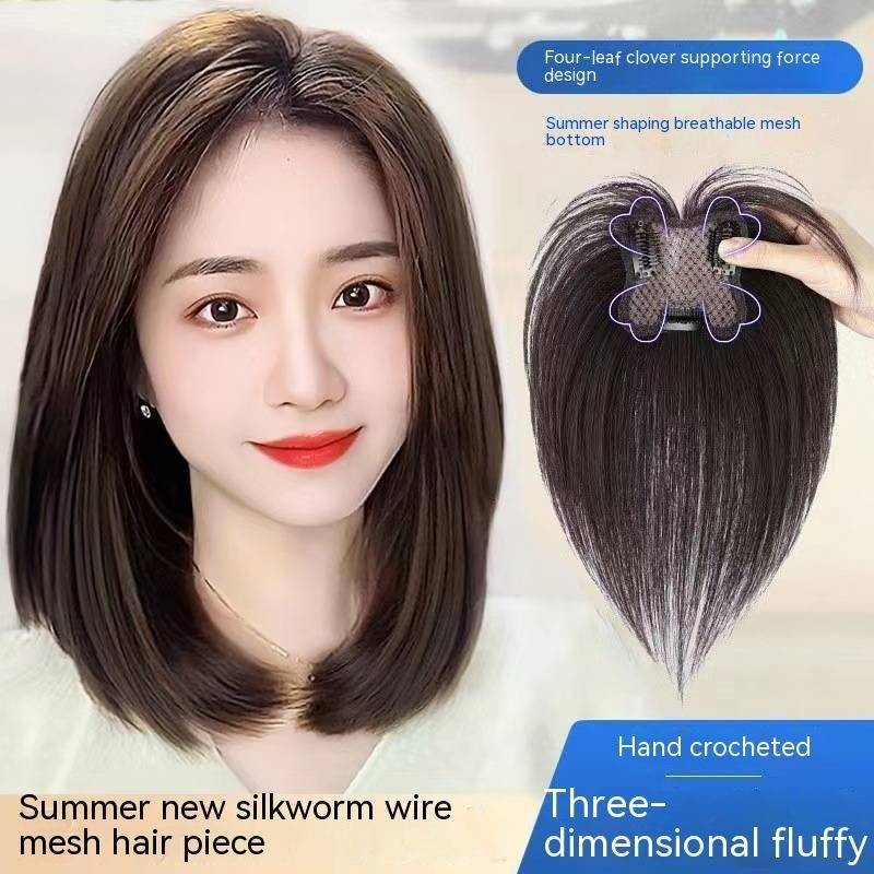Four Clover 7*7 Swiss Net 100% วิกผม ระบายอากาศ น้ําหนักเบา สีดํา และสีน้ําตาลเข้ม สําหรับผู้หญิง