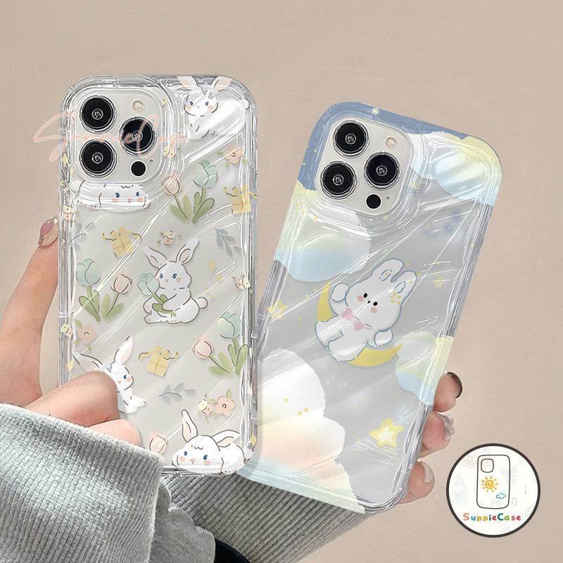 โรแมนติกการ์ตูนกระต่ายรีวิวดอกไม้ ที่อยู่อาศัย เข้ากันได้ iPhone 15 12 7Plus 11 13 14 Pro Max XR 8 14 7 15 Plus X XS Max