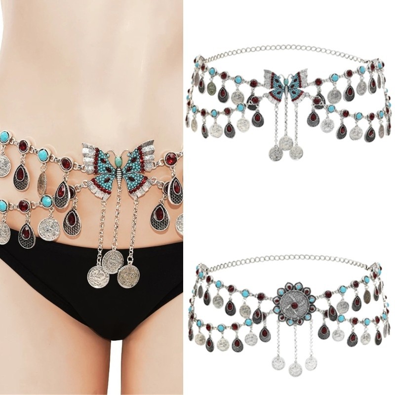 Miss * ผู้หญิงเอวโซ่ Belly CHAIN เข็มขัด Rhinestones เข็มขัด Belly CHAIN สําหรับชุด