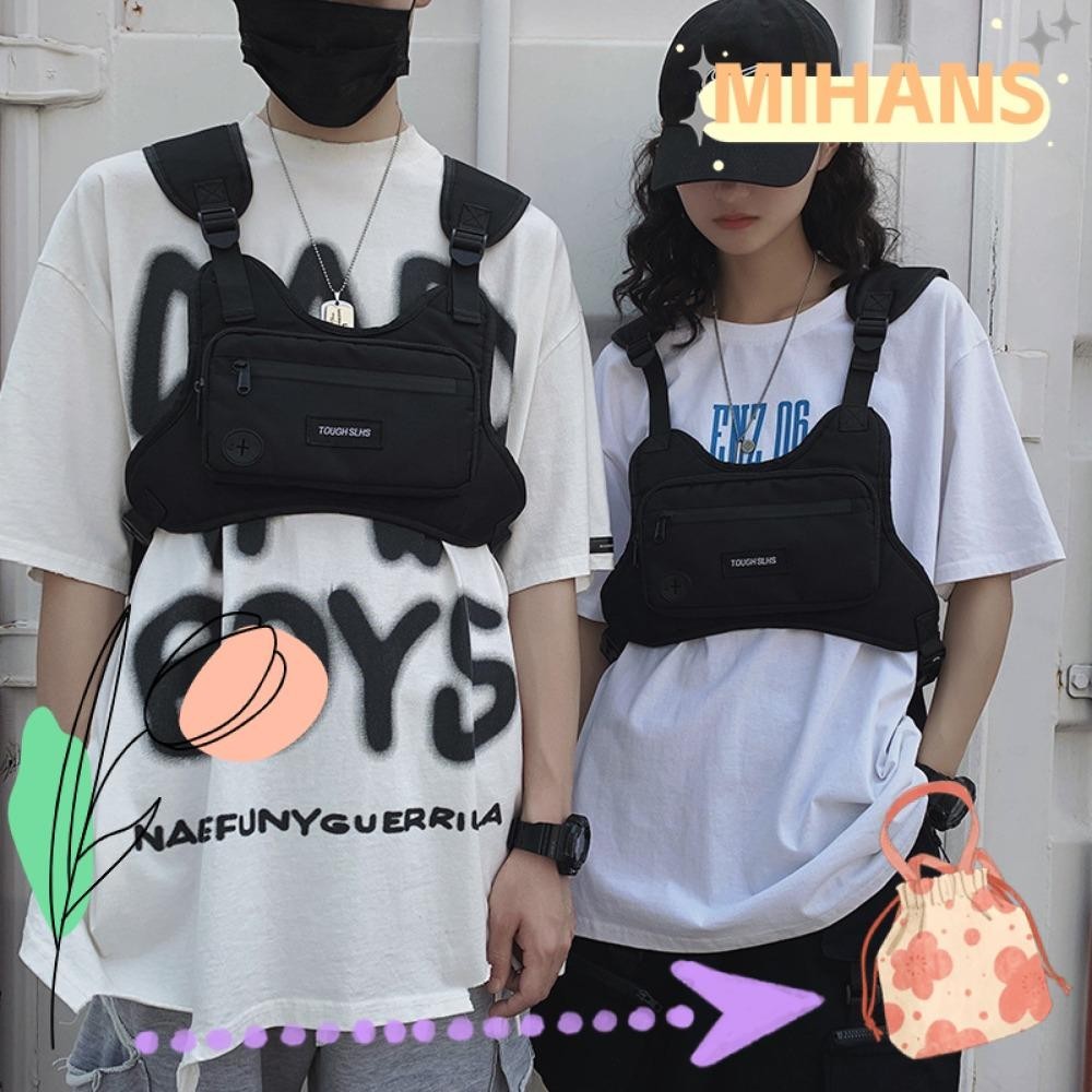 Mih กระเป๋าคาดอกลําลอง มีซิป กันน้ํา สีดํา เหมาะกับใส่ทํางานกลางแจ้ง สําหรับผู้ชาย
