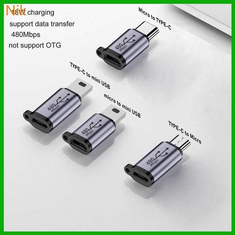 อะแดปเตอร์แปลง Niki Usb-C เป็น Micro Usb Mini Usb Type-C ตัวเมีย เป็น Micro Usb ตัวผู้